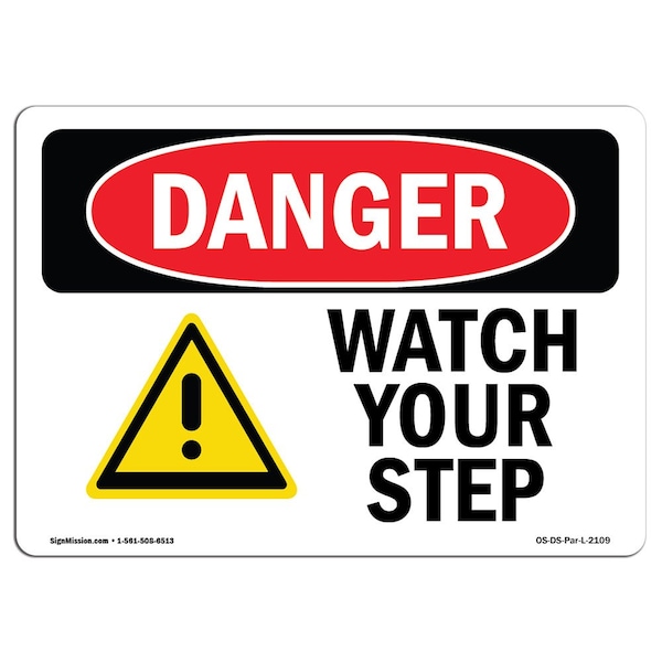 OSHA, Watch Your Step, 5in X 3.5in, 10PK, 5" W, 3.5" H, Landscape, PK10, OS-DS-D-35-L-2109-10PK